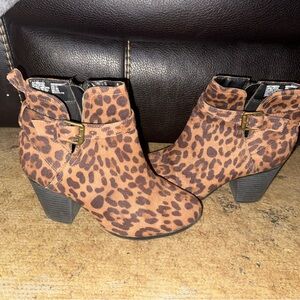 Leopard Print Ankle Boots